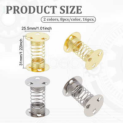 16Pcs 2 Colors Iron Handmade DIY Ultra Light Clay Spring Base IFIN-BC0007-25-1