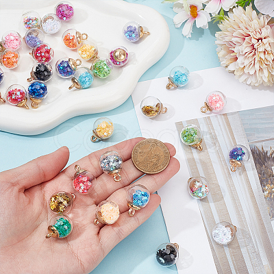 114Pcs 19 Colors Transparent Glass Pendants GLAA-ME0001-32-1