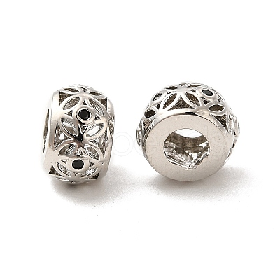 Rack Plating Brass Micro Pave Cubic Zirconia European Beads KK-C010-01-1