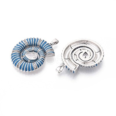 Brass Micro Pave Clear Cubic Zirconia Enamel Pendants KK-T071-28-1