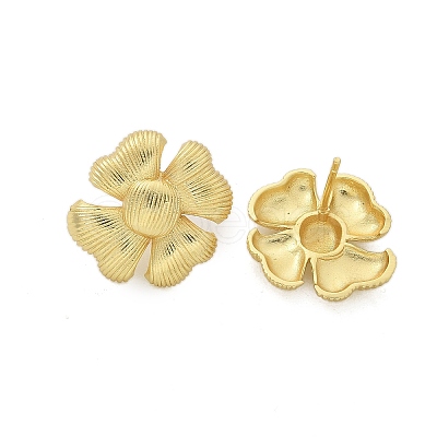 Brass Flower Stud Earrings EJEW-R016-17G-1