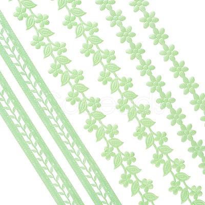 15Yards 3 Styles Polyester Hollow Leaf Ribbons OCOR-TA0002-79A-1