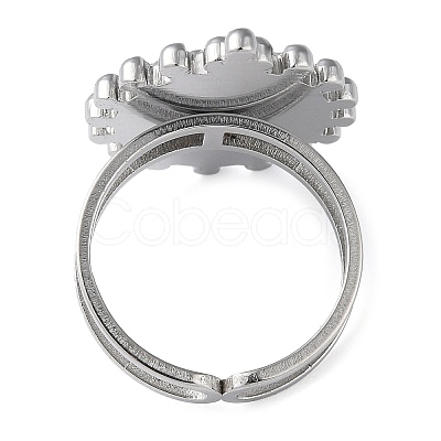 Non-Tarnish 304 Stainless Steel Open Cuff Ring Components STAS-Q308-04P-1