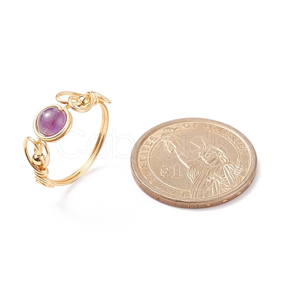 Natural Amethyst Braided Finger Ring RJEW-TA00042-02-1