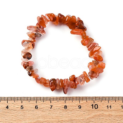 Unisex Chip Natural Carnelian/Red Agate Beaded Stretch Bracelets BJEW-S143-01-1