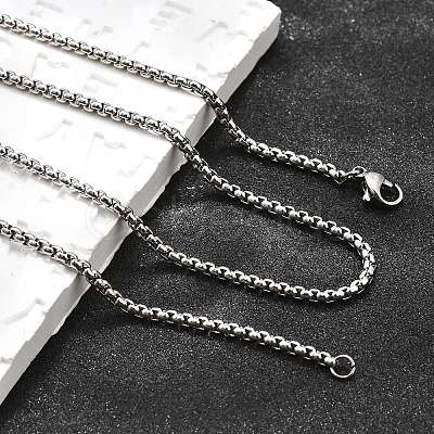 Tarnish Resistant 304 Stainless Steel Box Chain Necklaces X-NJEW-P244-01P-1