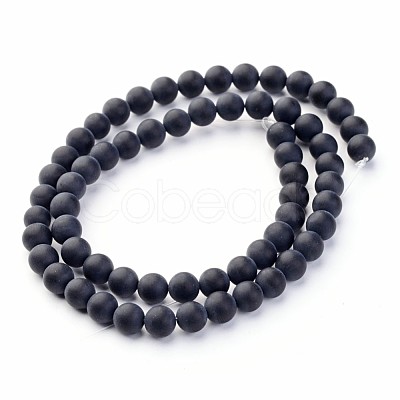 Natural Grade A Dyed & Heated Black Agate Beads Strands X-G447-3-1