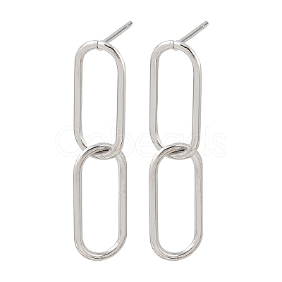 Oval 316 Stainless Steel Dangle Stud Earrings EJEW-D339-04P-1