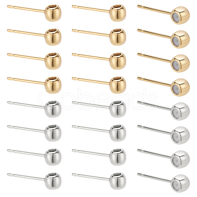 40Pcs 2 Colors Rack Plating Brass Stud Earring Findings KK-PH0004-80-1