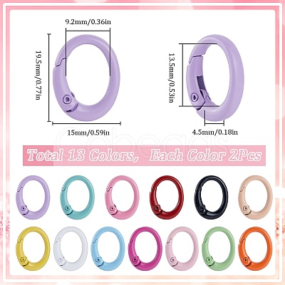 26Pcs 13 Colors Spray Painted Alloy Spring Gate Rings FIND-SC0011-85-1