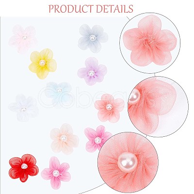 100Pcs 10 Colors Organza 5-Petal Flower Ornament Accessories DIY-GF0006-94-1