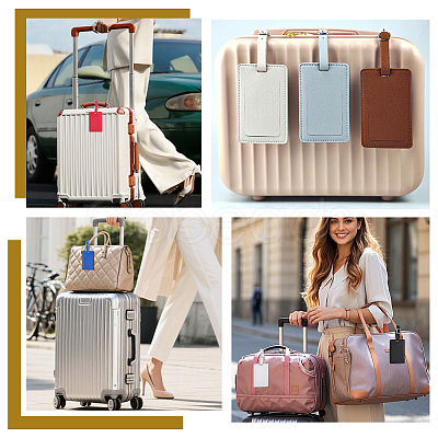 5Pcs 5 Colors Rectangle PU Leather Luggage Tag AJEW-ME0002-85-1