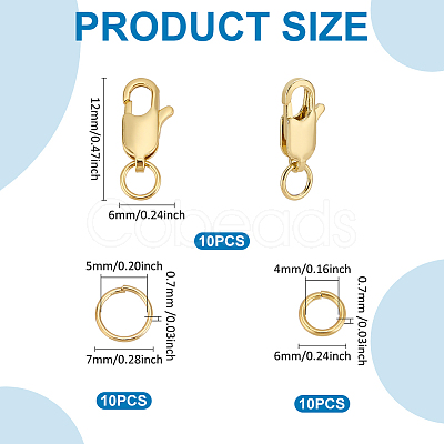 30Pcs 3 Styles Brass & 304 Stainless Steel Jump Rings FIND-ME0001-80-1