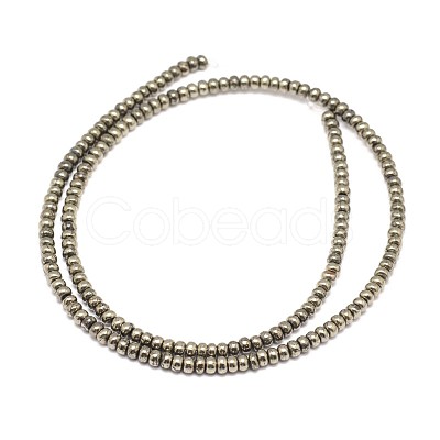 Rondelle Natural Pyrite Beads Strands G-I126-12-6x4mm-1