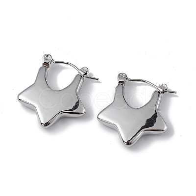 Non-Tarnish 304 Stainless Steel Star Thick Hoop Earrings for Women EJEW-I284-08P-1