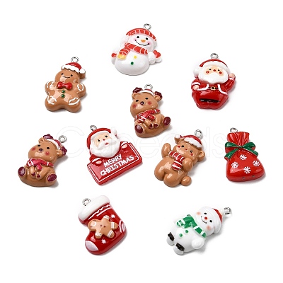 Christmas Opaque Resin Pendants FIND-Z103-02P-1