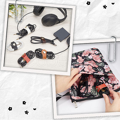 20Pcs 5 Colors PU Leather Data Cables Storage Bands AJEW-GF0008-50-1