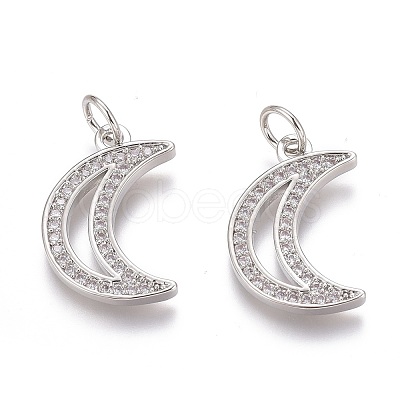 Brass Micro Pave Clear Cubic Zirconia Pendants ZIRC-Z008-24P-1