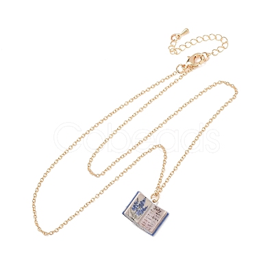 Brass Enamel Book Pendant Necklaces for Women KK-CBAF5B9-01G-07-1