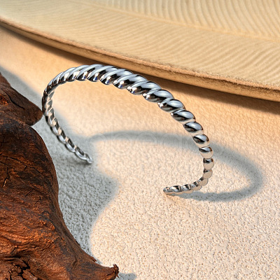 Croissant 304 Stainless Steel Cuff Bangles for Women BJEW-S171-01C-P-1