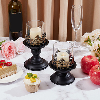 Iron Glass Candle Holder AJEW-WH0796-88B-1