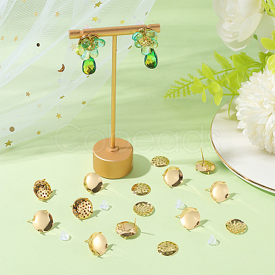 Brass Studs Earring Findings KK-BBC0019-01G-02-1