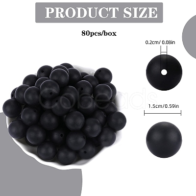 80Pcs Round Silicone Focal Beads SIL-SZ0001-24-15-1