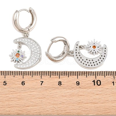 Brass Micro Pave Cubic Zirconia Hoop Dangle Earrings KK-CBA8324-05A-P-1