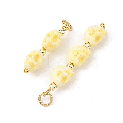 Halloween Handmade Porcelain & Electroplate Non-magnetic Synthetic Hematite Pendants PALLOY-JF06071-01-1