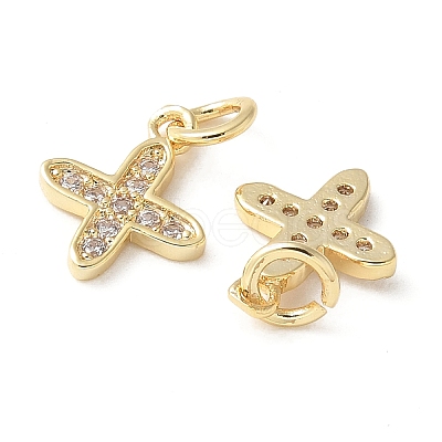 Brass Micro Pave Clear Cubic Zirconia Pendants KK-Q031-31G-02-1