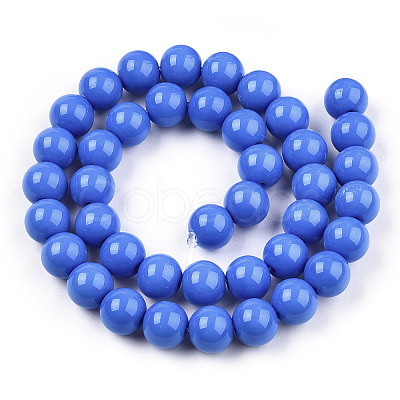 Opaque Solid Color Glass Beads Strands GLAA-T032-P8mm-11-1