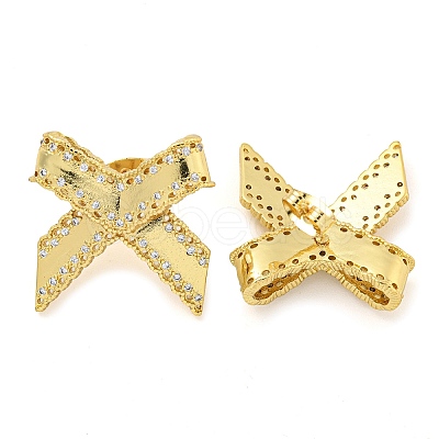 Bowknot Brass Micro Pave Cubic Zirconia Stud Earrings for Women EJEW-P275-06G-1
