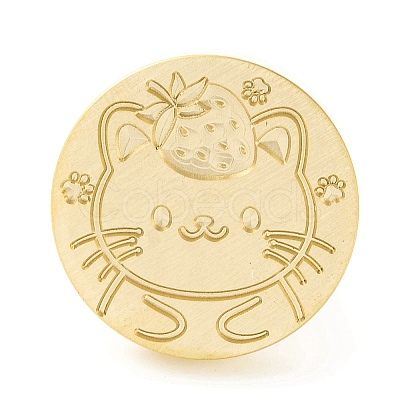 Golden Tone Round Wax Seal Brass Stamp Heads AJEW-Z034-01G-12-1