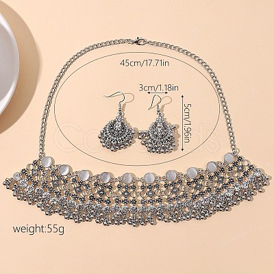 Retro Alloy Choker Necklace & Dangle Earring Sets for Women FS-WG4A54C-01-1