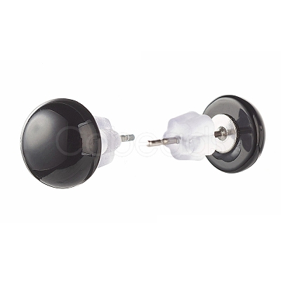 Half Round Natural Mixed Gemstone Stud Earrings for Girl Women X-EJEW-JE04664-1