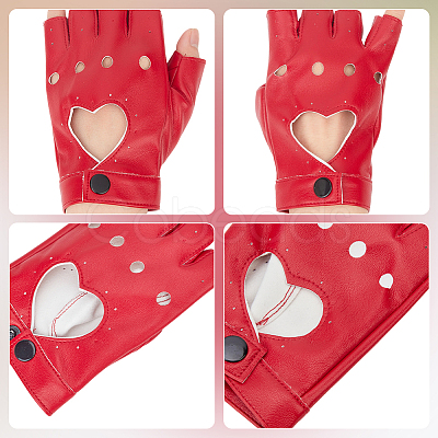 PU Leather Fingerless Gloves AJEW-CL0003-67A-1