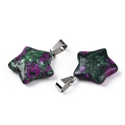 Star Dyed Natural Ruby in Zoisite Pendants G-Q367-19-1
