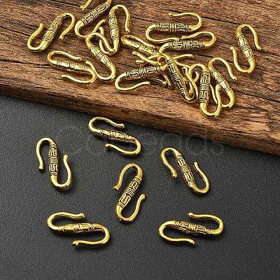 20Pcs Tibetan Style Alloy S-Hook Clasps TIBE-YW0002-04AG-1