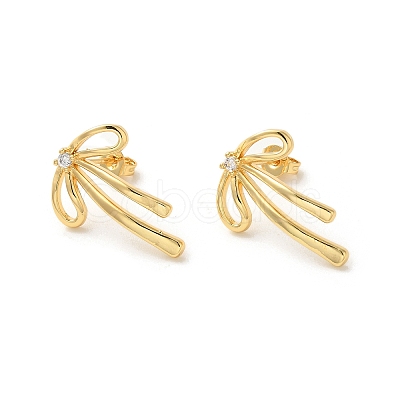 Brass with Cubic Zirconia Stud Earrings for Women EJEW-M251-03G-1