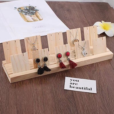 2-Slot Wooden Earring Display Card Stands EDIS-R027-01B-02-1