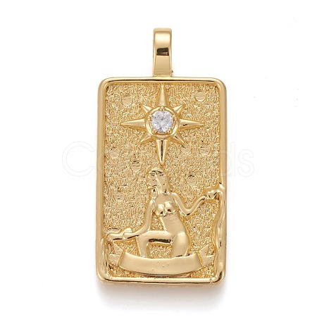 Brass Micro Pave Clear Cubic Zirconia Pendants ZIRC-Z004-01B-1