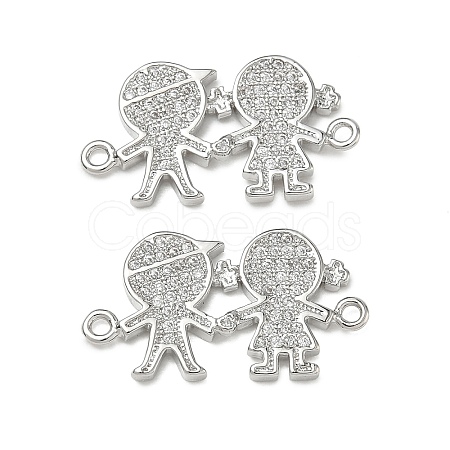Brass Micro Pave Clear Cubic Zirconia Connector Charms for Jewelry Making CU-CBAAA59-01P-01-1