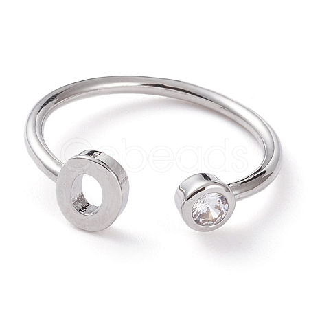 Brass Micro Pave Clear Cubic Zirconia Cuff Rings RJEW-Z005-O-P-1