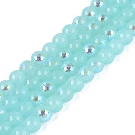 Electroplate Imitation Jade Glass Beads Strands EGLA-Q132-6MM-01B-06-1