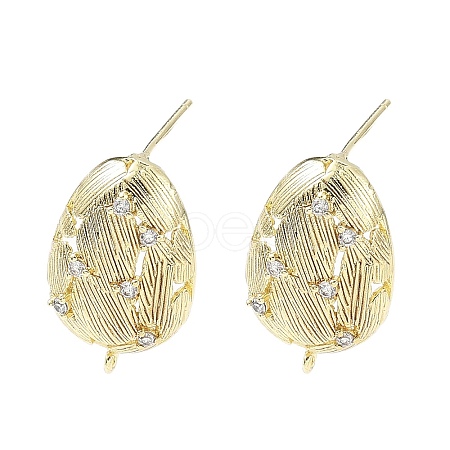 Brass Micro Pave Clear Cubic Zirconia Stud Earring Findings KK-Z106-02G-02-1
