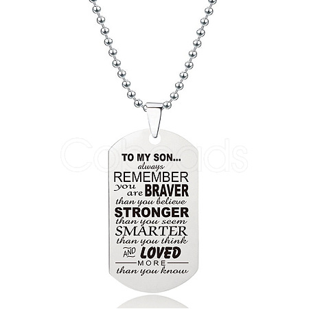 201 Stainless Steel To My Son Dog Tag Pendant Ball Chain Necklaces FS-WG527E6-02-1