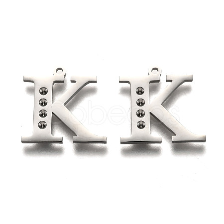 Non-Tarnish 304 Stainless Steel Letter Pendant Rhinestone Settings STAS-Y006-61P-K-1