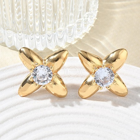 304 Stainless Steel Pave Cubic Zirconia Stud Earrings SA-CBA2696-30G-01-1