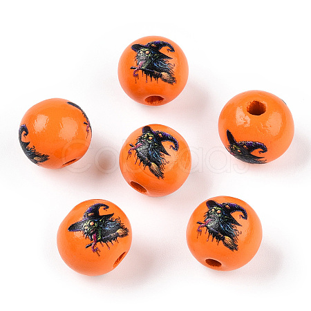 Halloween Theme Wood European Beads WOOD-N016-04H-1
