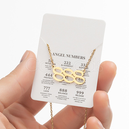 201 Stainless Steel Angel Number Pendant Necklaces for Women FS-WG21275-15-1